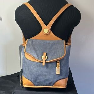Vintage Dooney & Bourke mini backpack denim & leather used goods condition